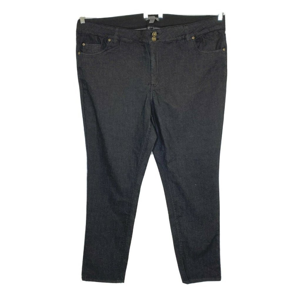 Jessica London Women's 24W Straight Leg Mid Rise Black Denim Jeans 46x35 Tall